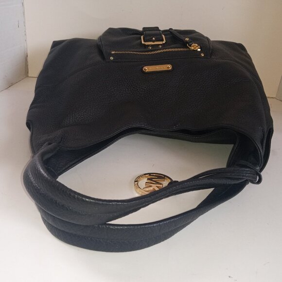 MICHAEL KORS "Austin" Black Pebbled Leather Hobo Shoulder Bag - Picture 8 of 16